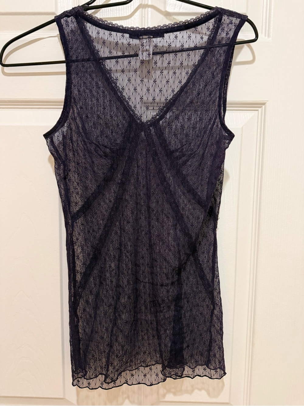 Express Navy Sheer Lace V-Neck Chemise